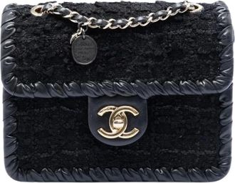 Chanel Pre-owned Tweed Crossbody Tas - Dames - Vintage Schoudertas - Zwart - ONE Size - Tweed - Vintage