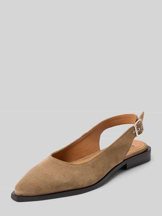 Bianco Slingback-Ballerinas aus Leder mit Dornschlie&szlig;e in Sand, Gr&ouml;&szlig;e 36
