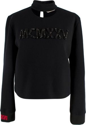 Fendi black crystal embellished cut-out top Size XS