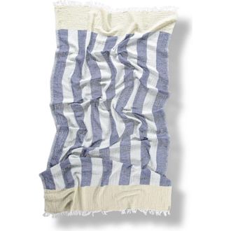 Hat Attack Stripe Turkish Towel in Navy/cream/tan at Nordstrom
