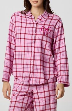 Florence By Mills Cozy Flannel Sleep Shirt in Mauve Mist Pld at Nordstrom Rack, Size X-Small