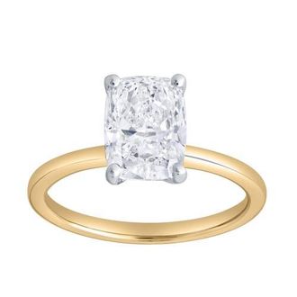 LuvMyJewelry Nisrine 14K Yellow Gold Cushion Cut Lab Grown Diamond Solitaire Engagement Ring - 2.25 Ct at Nordstrom, Size 7