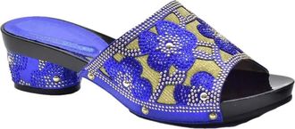 Generic Womens Shoes and Bag Set Sparkly Rhinestone Flowers Handbag Shiny Elegant Slip On Sandals for Evening Party Wedding