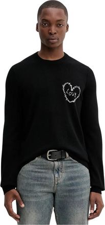 Zadig&Voltaire Heart Embroidery Sweater - Heren - Ronde hals truien - Zwart - XL - Wol - Truien & Vesten