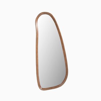 Furniturebox Yomi Walnut Wood Large 129x59cm Pebble Wall Mirror | Size: 129x59 cm