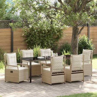 vidaXL Conjunto De Comedor De Jard&iacute;n 7 Pcs Beige Rat&aacute;n Sint&eacute;tico Vidaxl