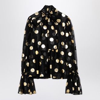 Dolce & Gabbana Organza Lam&eacute; Polka Dot Blouse