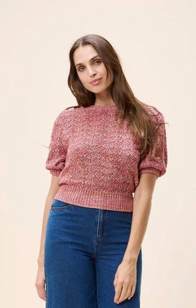 Cleobella Sonnette Short Sleeve Knit Sweater In Red Bud