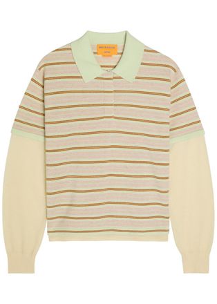 Guest In Residence Layered Striped Cashmere Rugby Jumper - Yellow - M (UK12 / M)
