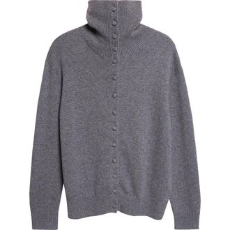 Lisa Yang Denie Cashmere Turtleneck Cardigan in Graphite at Nordstrom, Size 0