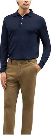 Boglioli Truien & Vesten, Heren, Blauw, S, Wol, Wool Long-sleeve Polo