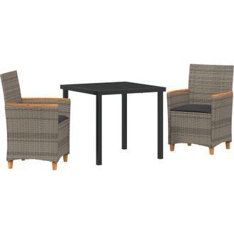 vidaXL Conjunto De Comedor De Jard&iacute;n 3 Pcs Gris Rat&aacute;n Sint&eacute;tico Vidaxl