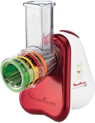 Moulinex Fresh Express + Cortador De Verduras En Espiral O Rallador El&eacute;ctrico Rojo, Blanco
