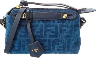 Fendi Fendi By The Way Mini Flocked Denim & Leather Satchel