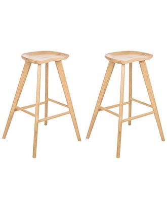 Beliani Conjunto de 2 sillas de bar Marr&oacute;n claro