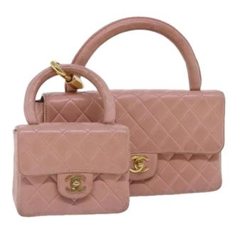 Chanel Pre-owned Vintage Handtas - Dames - Vintage Handtas - Roze - ONE Size - Leer - Vintage