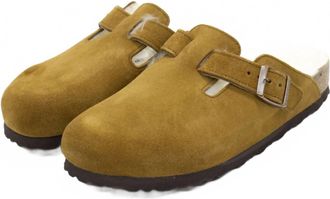 Birkenstock Womens Boston Shearling Suede Clogs In Mink