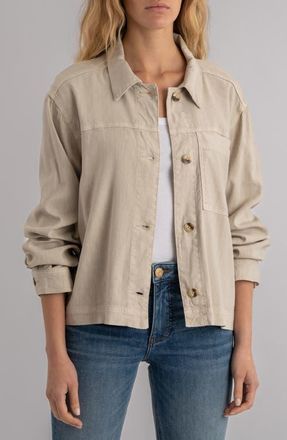Kut from the Kloth Bellamy Linen Blend Shirt Jacket in Sand at Nordstrom, Size X-Small