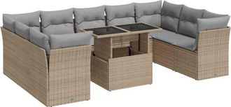 vidaXL Juego De Sof&aacute;s Jard&iacute;n Con Cojines Beige 10 Pzas Rat&aacute;n Sint&eacute;tico Vidaxl