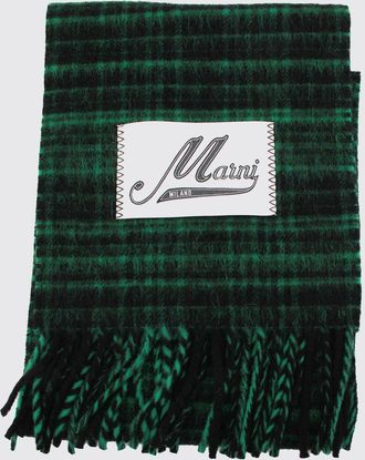 Marni Sciarpa a quadri in misto lana e mohair con logo applicato