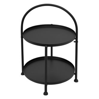 ECD Germany Ecd Germany - Mesa Auxiliar Redonda &Oslash; 30 X 45 Cm De Metal Mesita De Centro 2 Niveles Con Asa Velador Negro De Sal&oacute;n Para Caf&eacute; Consola De Noche Estilo 