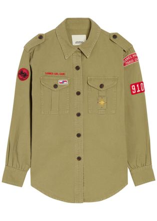 Isabel Marant Umberta Appliqu&eacute;d Twill Shirt - Khaki - 42 (UK14 / L)