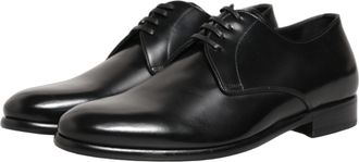 Dolce & Gabbana Womens Black Leather Lace Up Derby Dress Shoes Calf