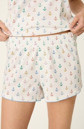 PJ Salvage Meet Me By The Sea Cotton Blend Short Pajama Bottoms in Ivory at Nordstrom, Size X-Large