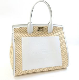 Ferragamo Straw Leather Handbag (Pre-Owned)
