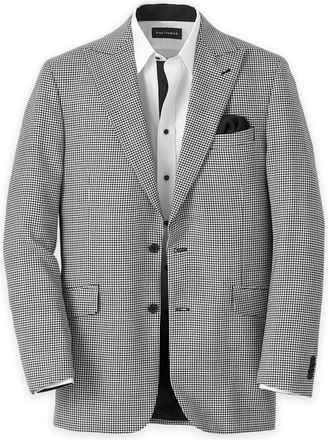 Paul Fredrick Wool Houndstooth Single Breasted Peak Lapel Sport Coat