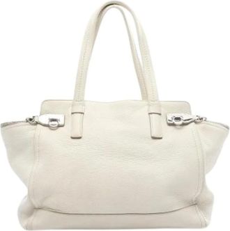 Ferragamo Pre-owned Handbags, female, White, Size: ONE SIZE Pre-owned Leather Shoulder Bag