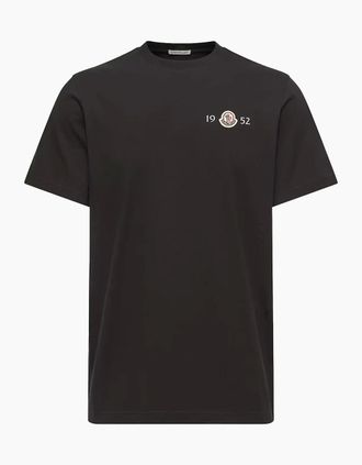 Moncler Mens Branded Cotton T Shirt Black - Size: 38