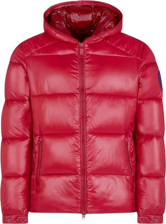 Save The Duck Luck Quilted Hooded Puffer Jacket in Tango Red Men