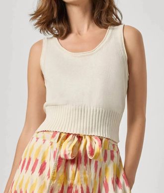 Lilla P Cropped Scoop Tank Sweater In Off White Ivory