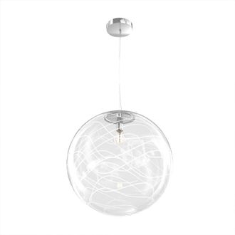 Top-Light Top-light - Sospensione Contemporanea Moon Metallo Cromo Vetro Bianco 1 Luce E27 D.40Cm