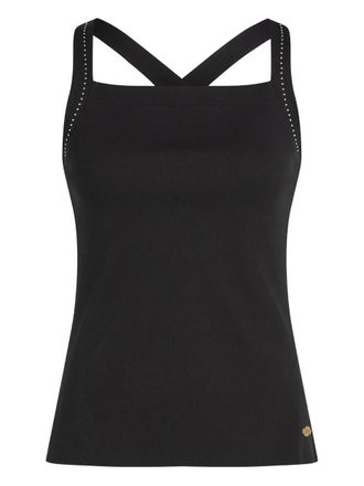 Karl Lagerfeld studded crisscross tank top - women - Cotton/Elastane - S - Black