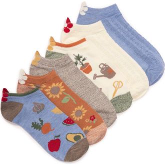 Muk Luks Womens Low Cut Socks with 3D Tab, 6 Pair Pack in Multi at Nordstrom