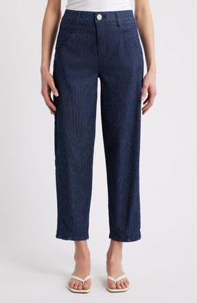 Wit & Wisdom Stripe Skyrise Ankle Barrel Jeans in Indigo at Nordstrom, Size 00