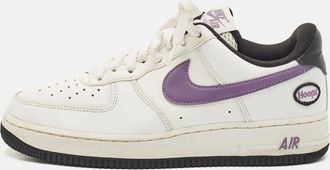 Nike White/purple Leather Air Force 1 Low Hoops White Canyon Purple Sneakers