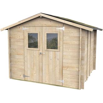 Alce Caseta De Jard&iacute;n Bh19 Hobby 248x248 De Madera De Abeto Natural 19 Mm Con Puerta Doble Con Ventana, Techo Y Suelo Osb3, Montaje F&aacute;cil, Tratamiento Auto