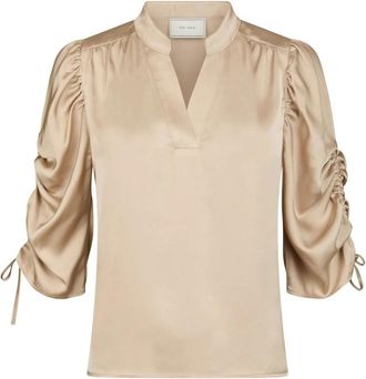 Neo Noir Remana Heavy Sateen Blouse - Dames - Blouses - Beige - S - Polyester - Overhemden
