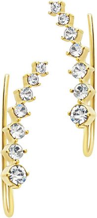 Sterling Forever Graduated CZ Crawler Earrings-Rose Gold