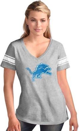 G-III 4Her by Carl Banks Womens G-III 4Her by Carl Banks Heather Gray Detroit Lions First Pick Distressed V-Neck T-Shirt at Nordstrom, Size Medium