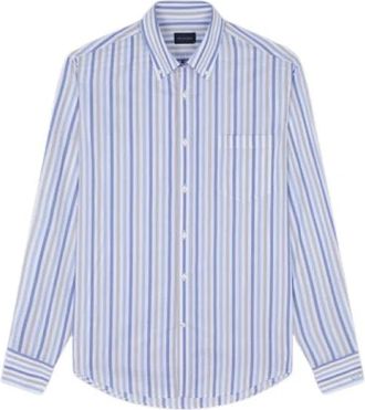 Paul & Shark Gestreept katoenen overhemd lange mouw - Heren - Casual Overhemden - Veelkleurig - 6XL - Katoen - Overhemden