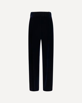 Giorgio Armani Wide leg Pants with double pleats in viscose and silk velvet Female 46