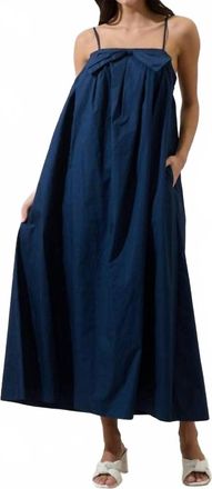Sugarlips Melly Pleated Bow Maxi Dress In Navy