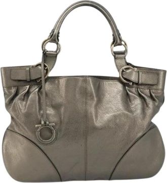 Ferragamo Pre-owned Handbags, female, Gray, Size: ONE SIZE Pre-owned Gancini Handbag