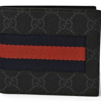 Gucci Gray Navy Red Color Pvc Wallet (Bi-Fold) (Pre-Owned)