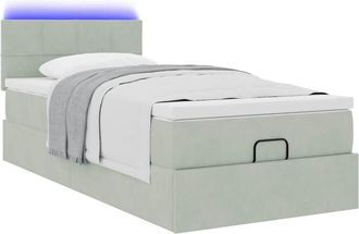 vidaXL Estructura Cama Otomana Colch&oacute;n Terciopelo Gris Claro 80x200cm Vidaxl