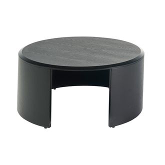 Miliboo Mesa De Centro De Dise&ntilde;o Redonda De Madera Negra D80 Cm Zahra